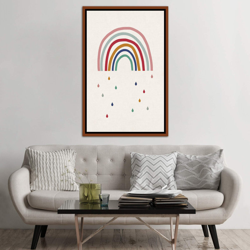Décoration murale pleure arc-en-ciel pour enfants, H 40 po x l 26 po x P 1,5 po, Toile classique avec cadre brun