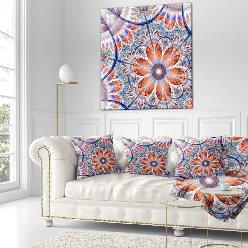 Grand coussin floral fractal, 16 po x 1 po, Coussin décoratif