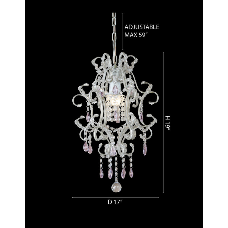 1-Light Chrome Chandelier With Clear Crystals