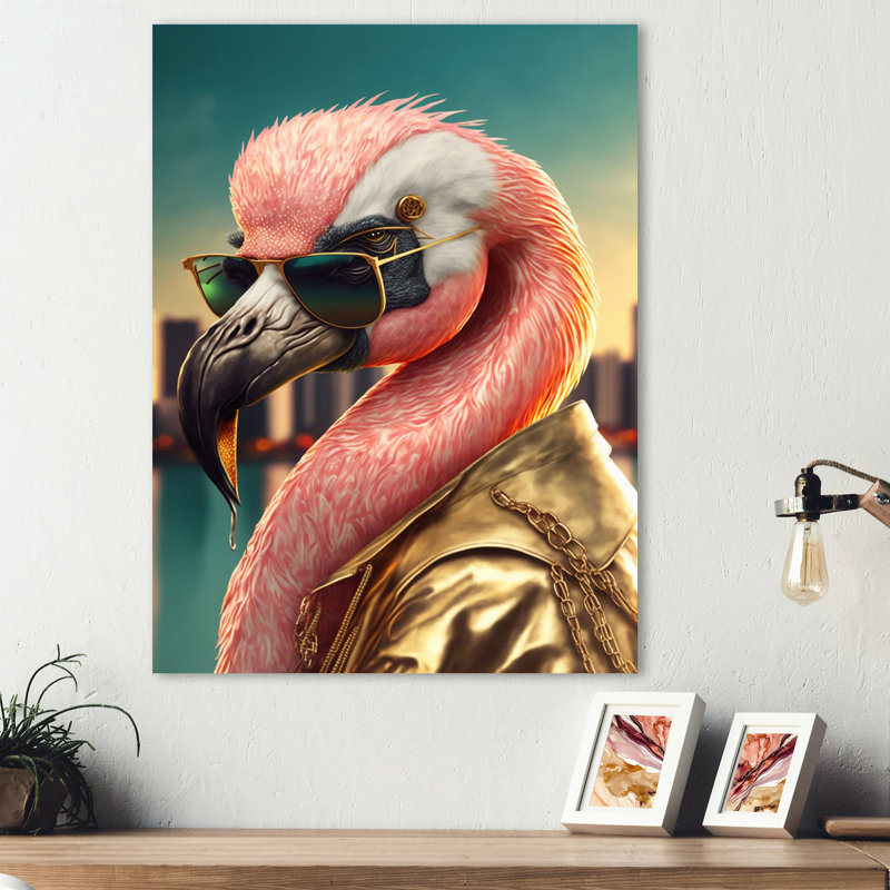 «Flamingo Gangster in NYC III», impression sur toile, H 40 po x l 30 po x P 1,5 po, Toile tendue
