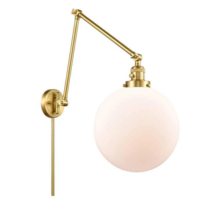Bras pivotant à intensité variable à 1 lumière Maxwell, Blanc mat, Or satiné, H 34 po x l 12 po x P 34 po