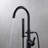 Euro Collection Single Handle Floor Mounted Roman Tub Filler Faucet with Hand Shower - Matte Black-36865954