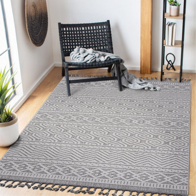 Collection Grey/White /Geometric Indoor/Outdoor Area Rug