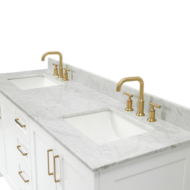 ARIEL TAYLOR 73 IN DOUBLE RECTANGLE SINK VANITY 2, White, Rectangular, 73"