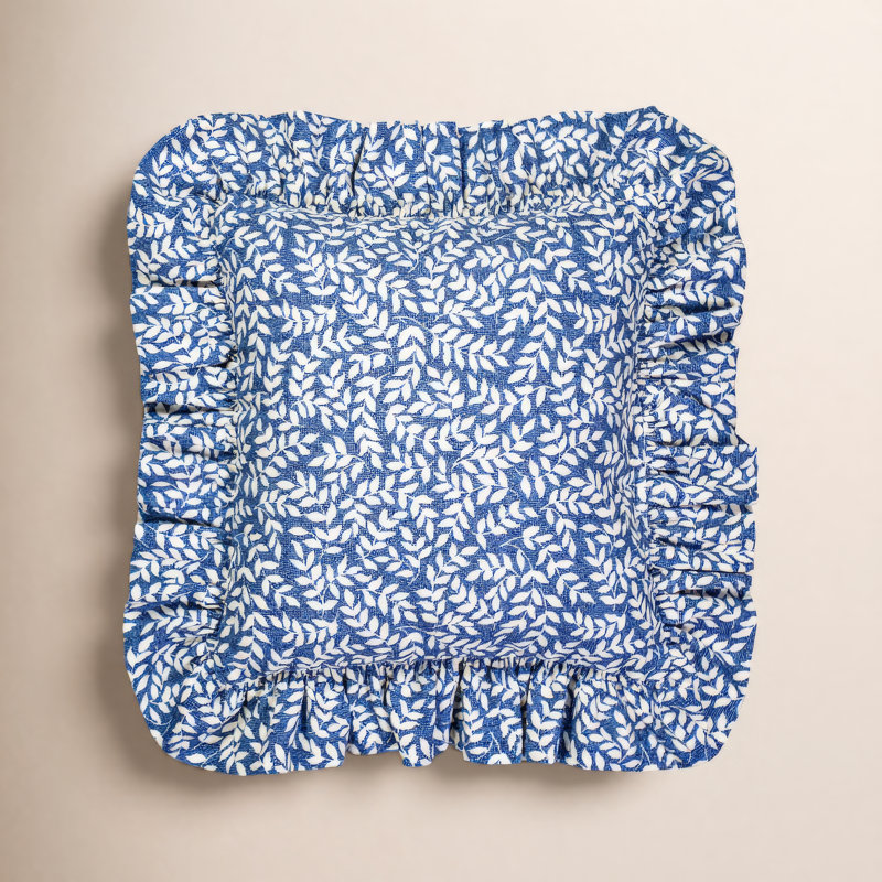 Housse et insert de coussin carré en coton Zekia, Bleu foncé