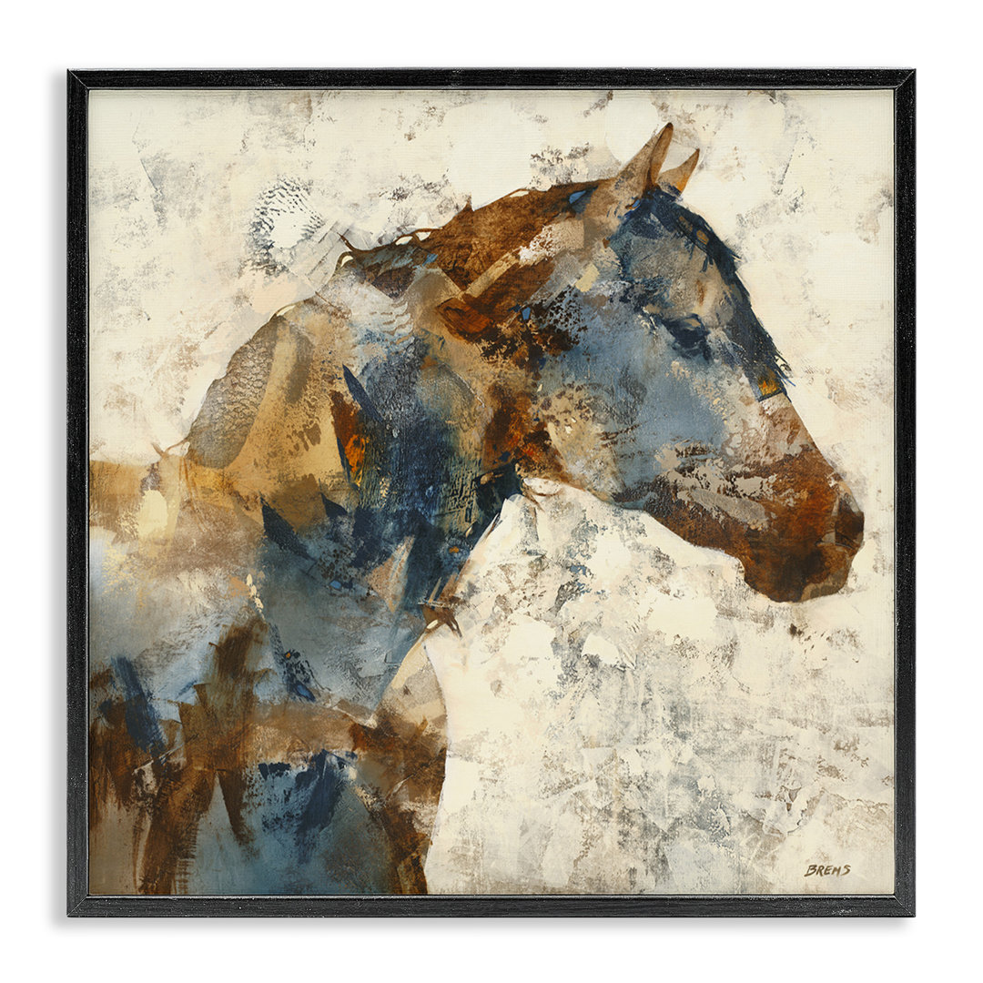 " Abstract Horse Layered Blocked Strokes Earth Tones " by Scott Brems Stupell Industries Frame 