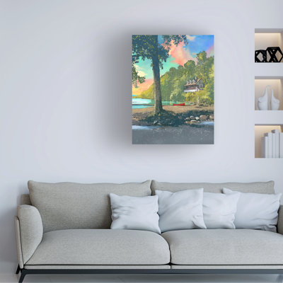 Wrapped Canvas Wall Art - David Owens Illustration 'Finger Lakes 1' Wall Art for Living Room, Bedroom, or Office Décor  - 35x47