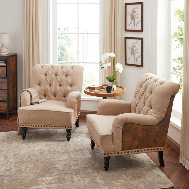 Set Of 2 Erithon 31.5" Wide Upholstered Wingback Accent Chair