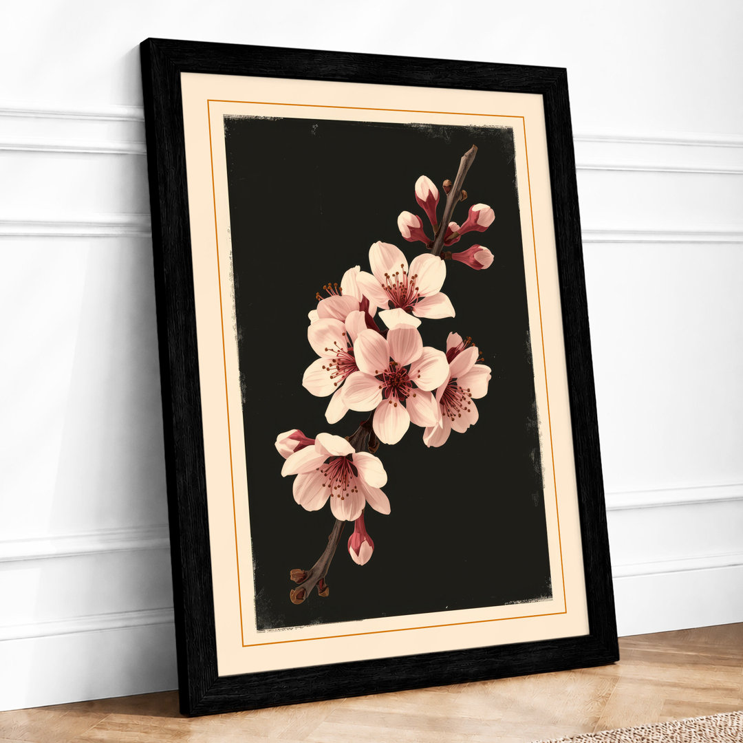 Moonlit Cherry Blossom Botanical - Framed Print