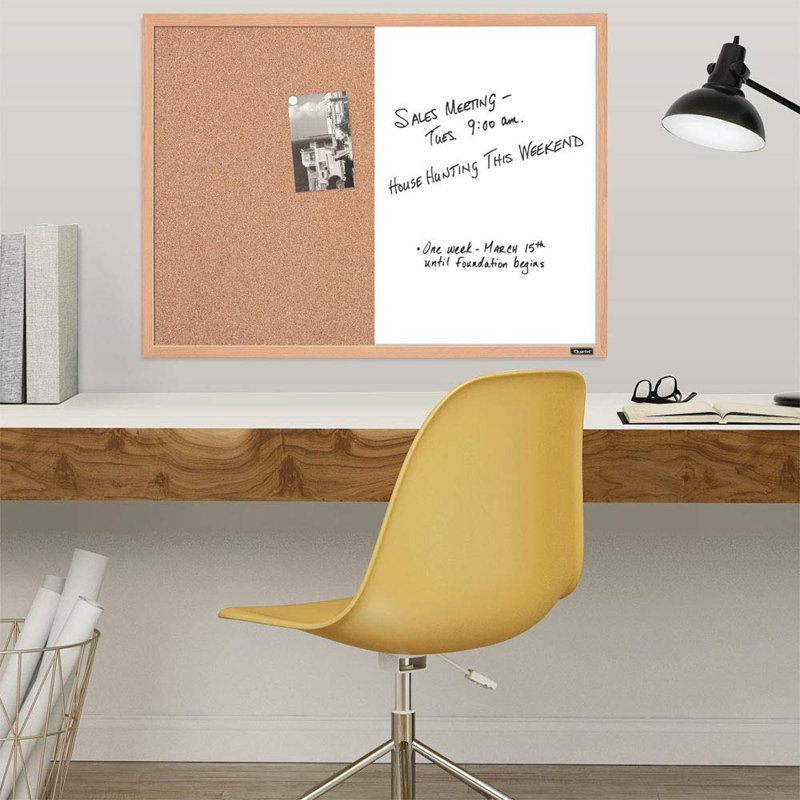 Oak Finish 17" x 23" Dry-Erase and Cork Combination Board