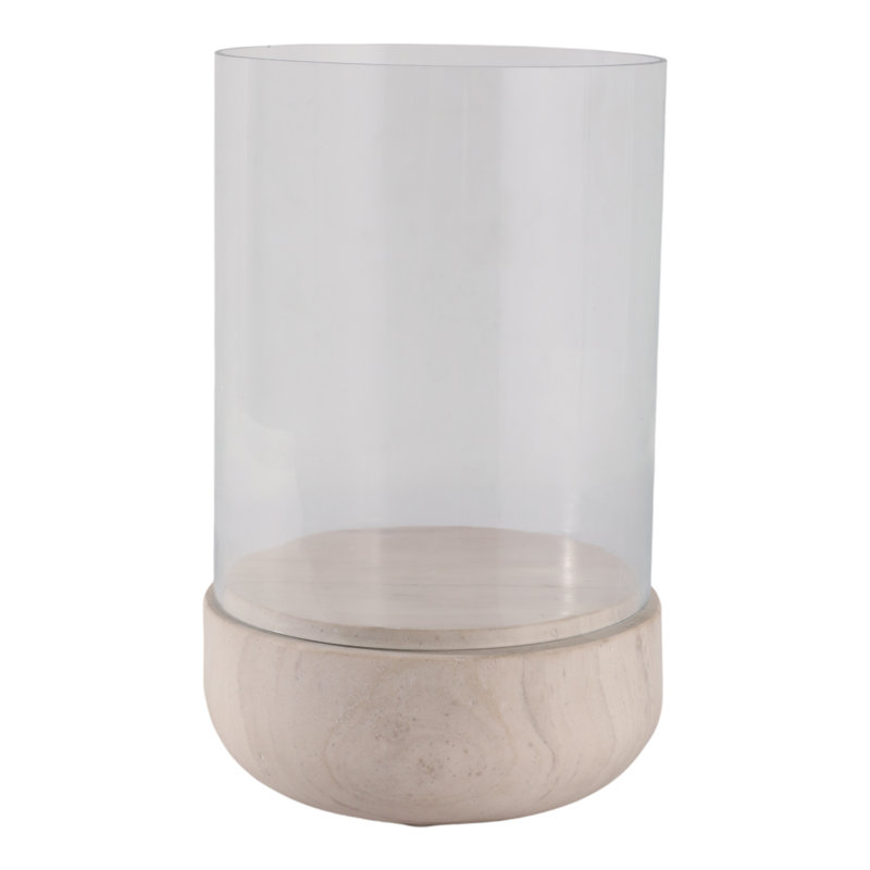 Porte-bougie ouragan moderne en verre rond avec base en marbre pour décoration de table, H 11,5 po x l 7,5 po x P 7,5 po