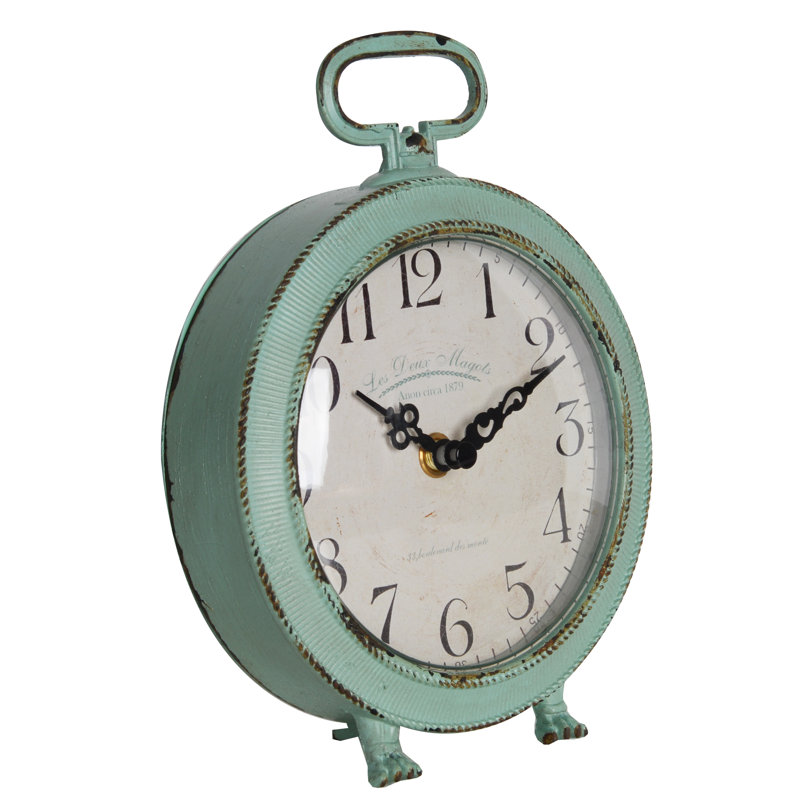 Analog Quartz Movement / Crystal Tabletop Clock in Turquoise