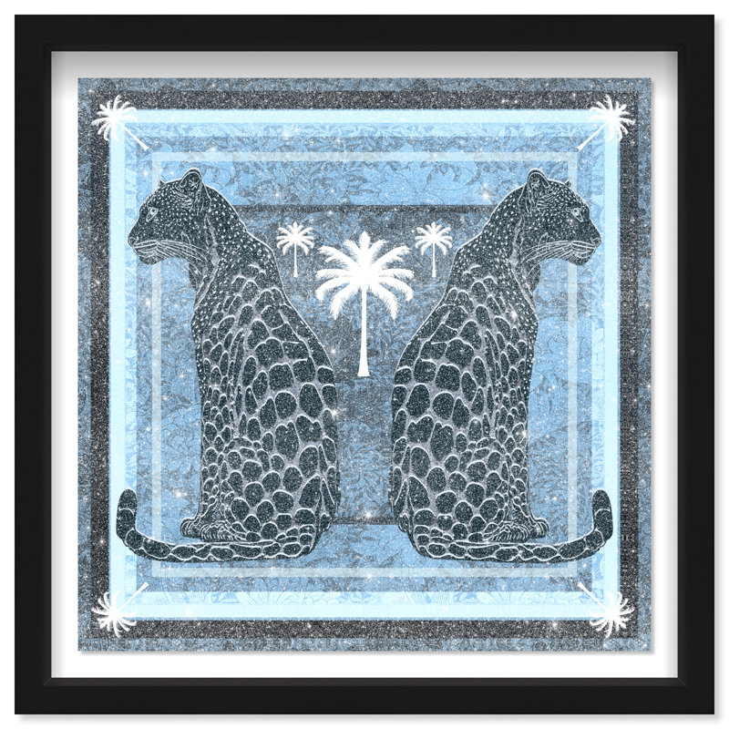 Casablanca Leopardo Reverse Shadowbox Animals Print by Oliver Gal, Black Frame, 12 x 12, 41.5"H x 41.5"W, Black Frame