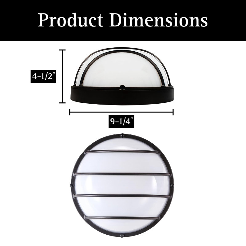 Utility LED Bulkhead Light Fixture, UV Resistant Resin Lens, 120V TRIAC Dimmable 800 Lumens CCT White Adjustable 3000K/4000K/5000K