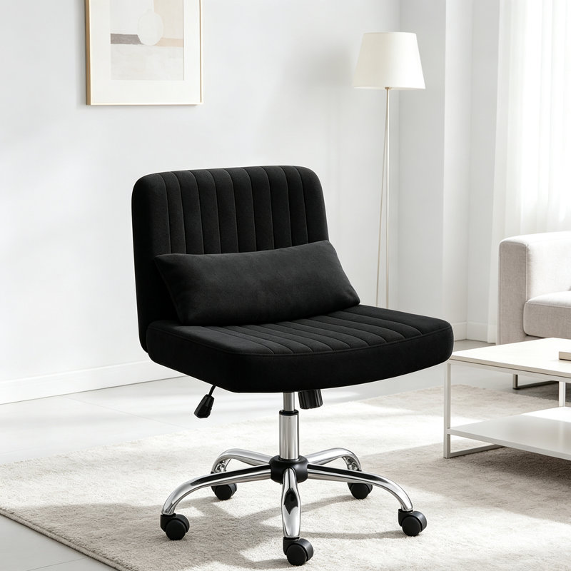 Canora Grey Velvet Criss Cross Chair, Black