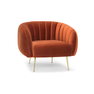 32" Wide Velvet Barrel Chair by Everly Quinn