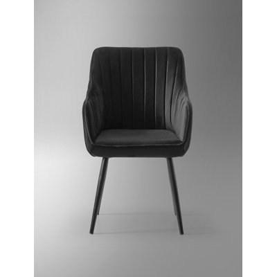 Chaise moderne anthracite avec pieds en métal, 100% panneau de fibres à densité moyenne et 100% polyester, épaisseur de 18 mm | Dimensions: 18,1 po x 35,0 po x 17,3 po | Siège élégant et confortable pour la maison et le bureau, parfait pour un décor contemporain