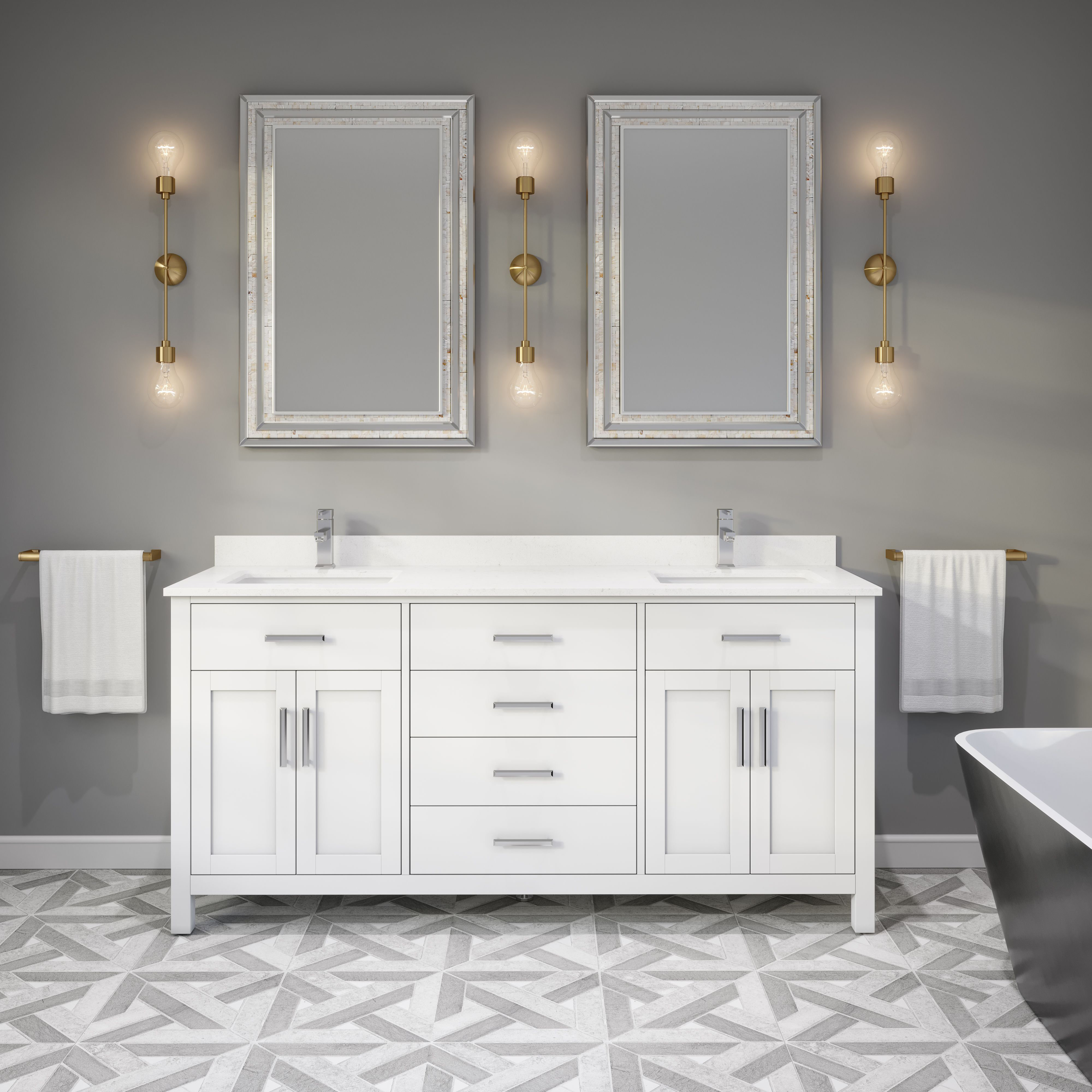 Wildon Home® Domel 72" W x 22" x 35" H Double Sink Vanity with Power