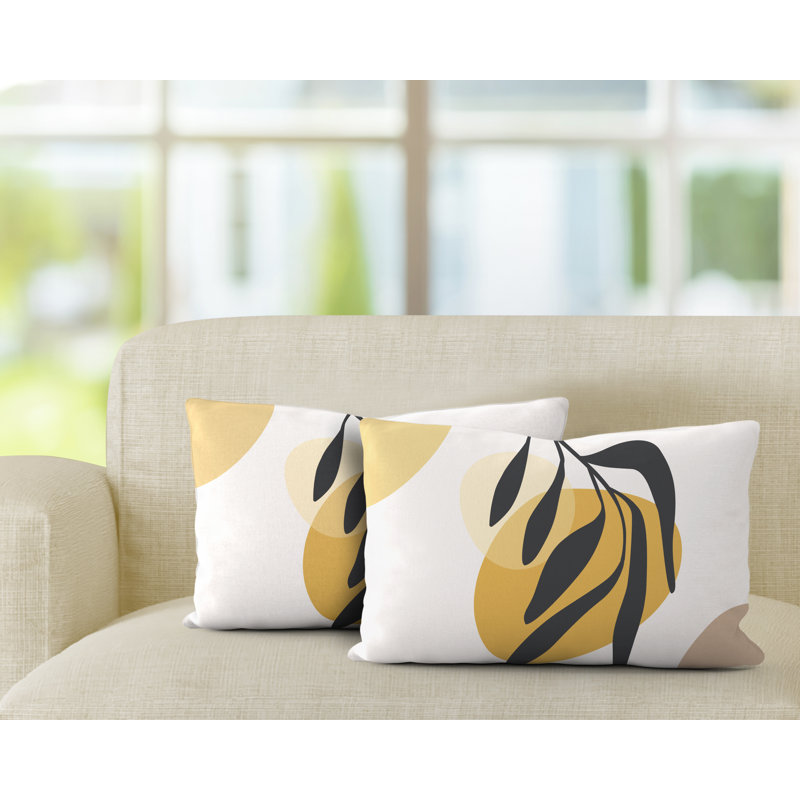 No Decorative Addition Outdoor Reversible Throw Pillow, Yellow/Beige