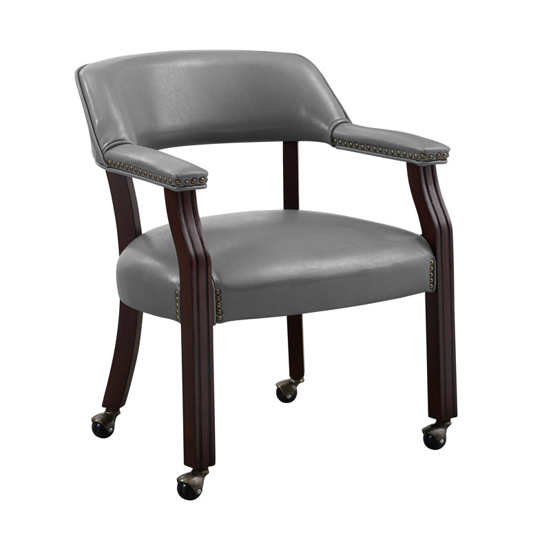 Fauteuil à accoudoirs en bois massif Alandria, Gris