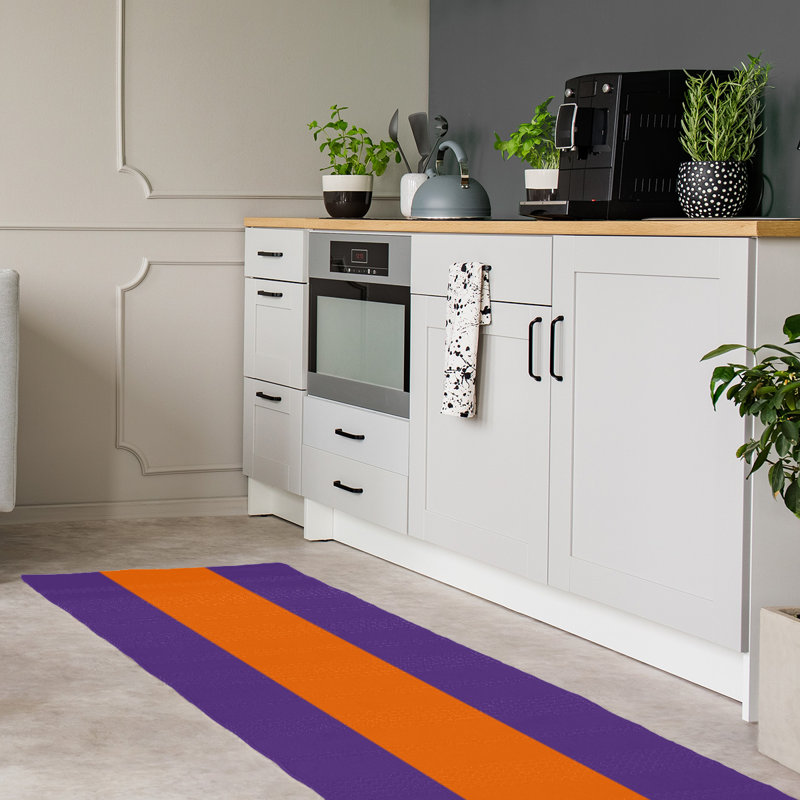 Tapis orange/mauve zone, Tapis de couloir 2 pi 6 po x 8 pi