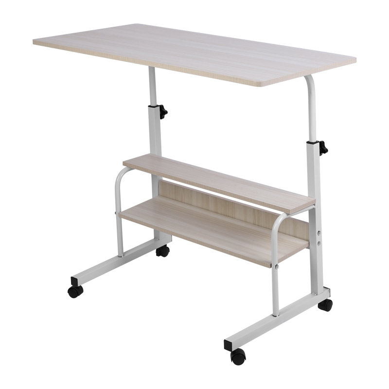 Bureau d'ordinateur portable à hauteur réglable à 3 niveaux avec roulettes pour canapé, lit et salon