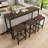 Modern Design Kitchen Dining Table,Pub Table,Long Dining Table Set With 3 Stools,Easy Assembly,Dark Brown