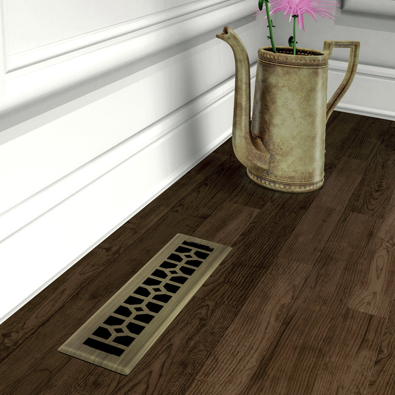 Registre de plancher en métal, Laiton rétro, L 2,125 po x L 12 po