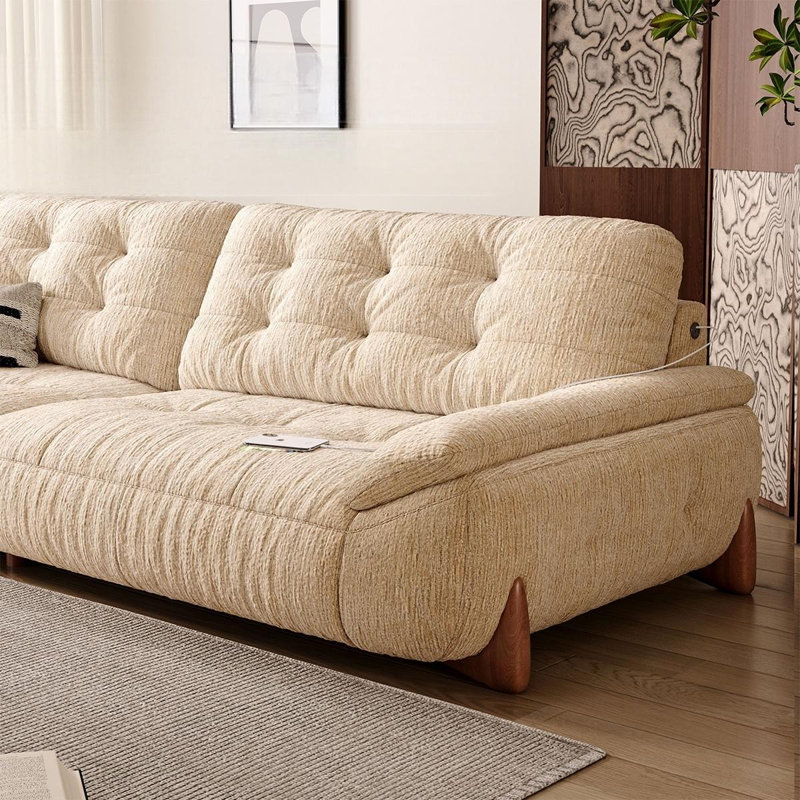 Canapé beige modulaire en chenille, H 36,22 po x l 110,24 po x P 40,16 po, Beige