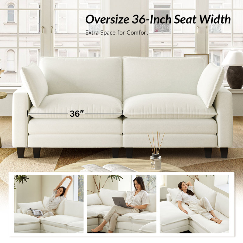 151.5'' Wide Sectional Sofa, Ivory