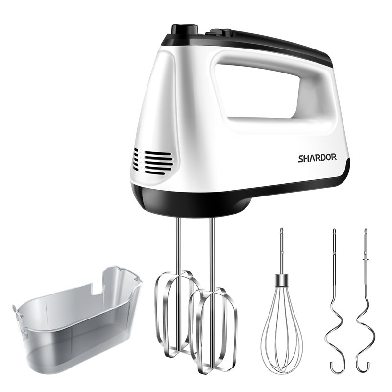 Electric Hand Mixer, 250W, 6 Speed & Turbo Mixer Electric Handheld, Snap-On Storage Case, 5 Stainless Steel Accessories for Whipping, Mixing Cookies, Brownie, Cakes, Dough Batters.