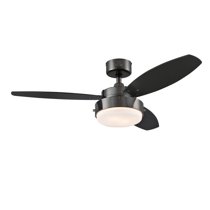 Alloy 42'' Ceiling Fan with Light Kit, Gun Metal Finish with Black Blades