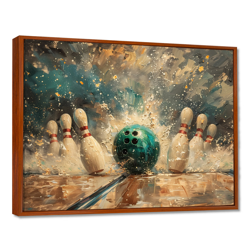 Savoie - Bowling, art mural encadré, Cadre flottant brun, H 16 po x l 32 po x P 1 po