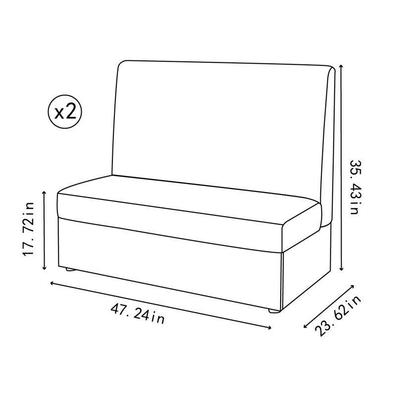 Ensemble de 2 bancs en similicuir Cafe, Brun