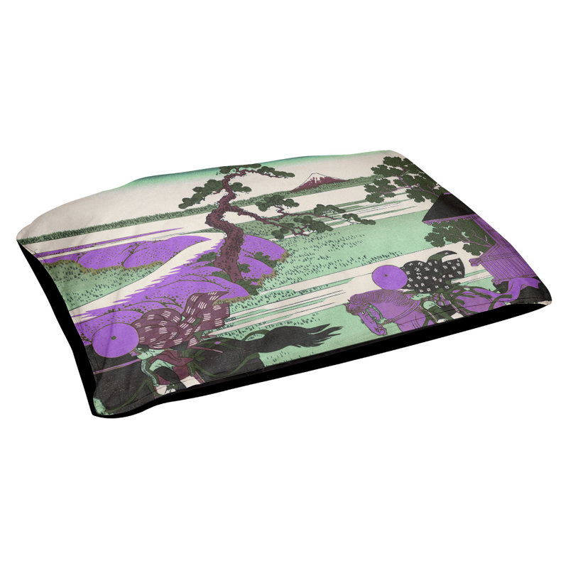 Coussin pour chien Burkki Sekiya à la rivière Sumida, Petit (l 29,5 po x P 19,5 po x H 9,5 po), Mauve/vert