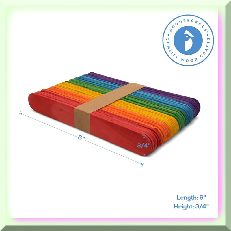 100-Pack Vibrant Colored Popsicle Sticks