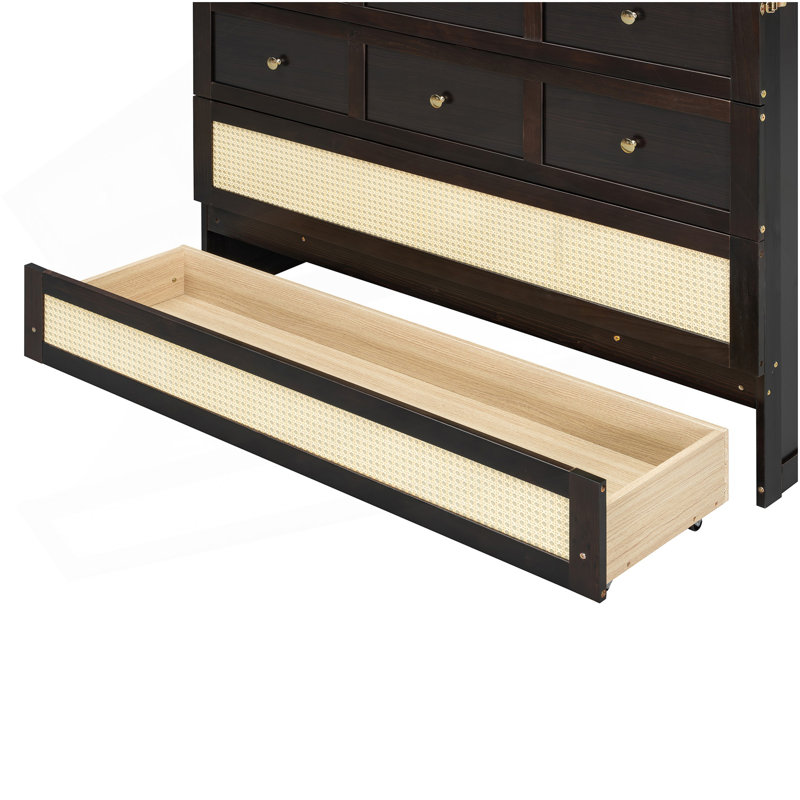 Full Size Murphy Bed With Large Drawers,Espresso, Espresso