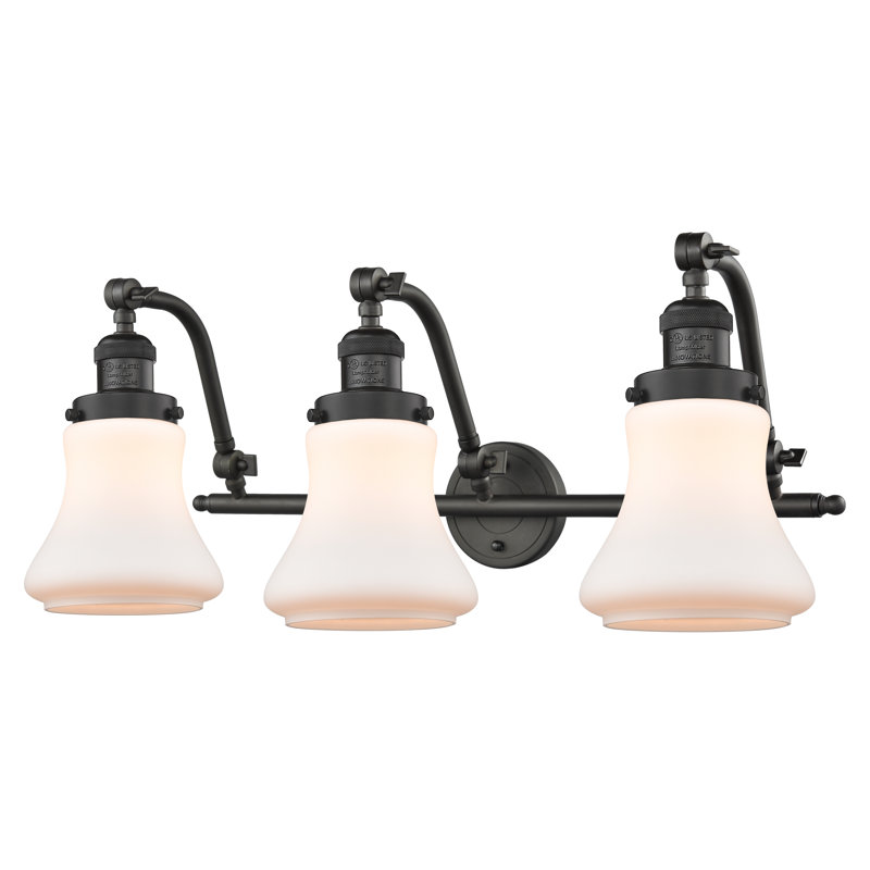 Purcellville 3 - Light Dimmable Vanity Light, Oil Rubbed Bronze, 60 Watt Vintage Incandescent Bulb, Cased Matte White