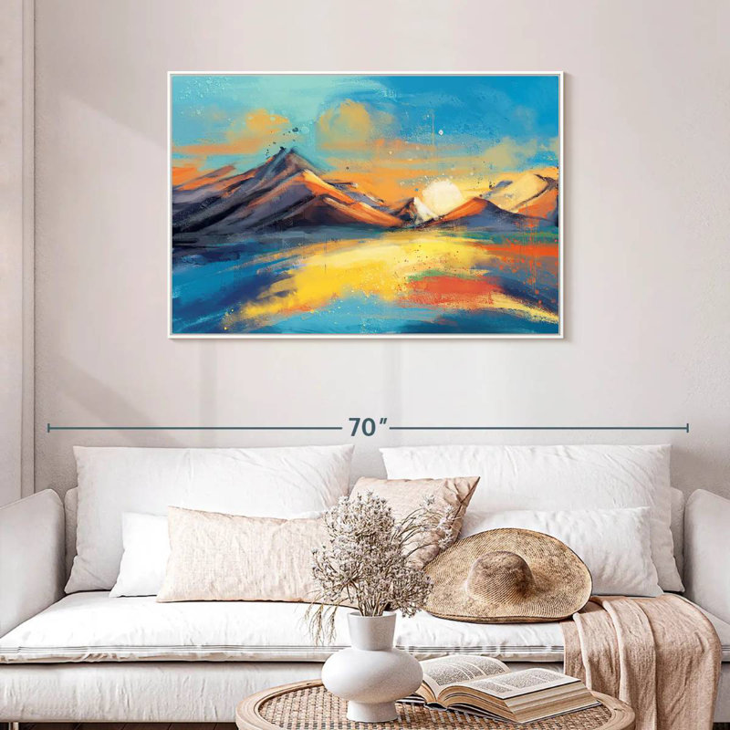 Coucher de soleil, paysage de Quenby, Cadre flottant blanc, 43 po x 29 po
