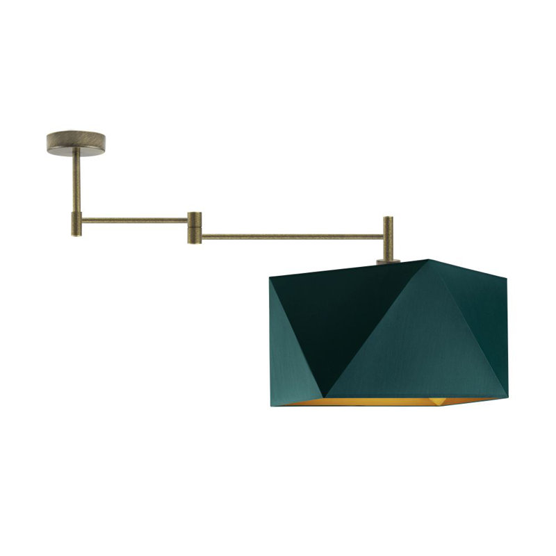 Adish Fabric Semi Flush Mount, Green, Brushed Bronze