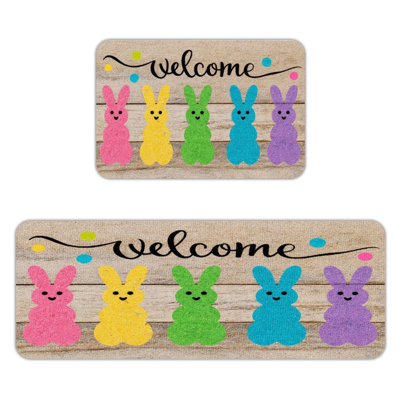 Tapis de cuisine coloré antidérapant 2 pièces
