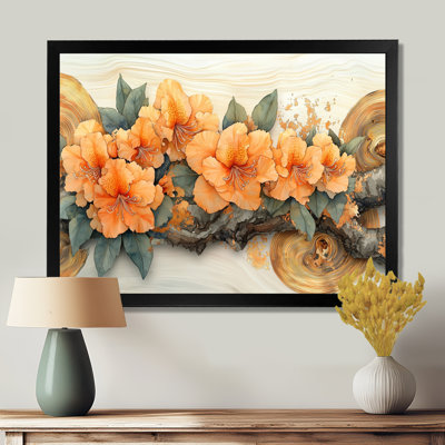 Fleurs de rhododendron d'été sur une rivière en bois I - art mural rhododendron