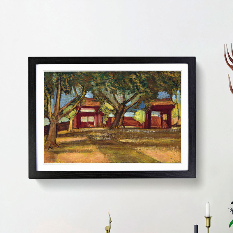 Tainan Seibyo by Fujishima Takeji - Picture Frame Painting Print, 27cm H x 36cm W x 2cm D, Black Framed