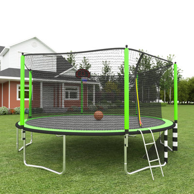 Specool Round Backyard Trampoline with Safety Enclosure