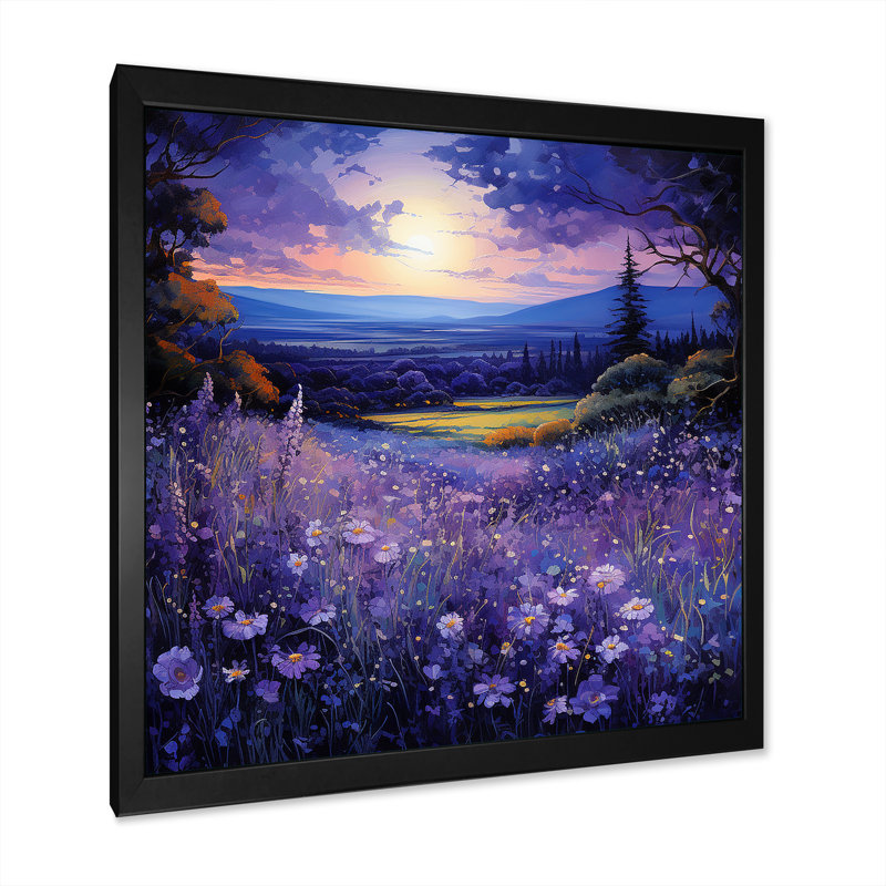 Lavande Horizon Country Side Windows III - Farmhouse Windows, art mural, Cadre simple noir, H 30 po x l 30 po x P 1,5 po