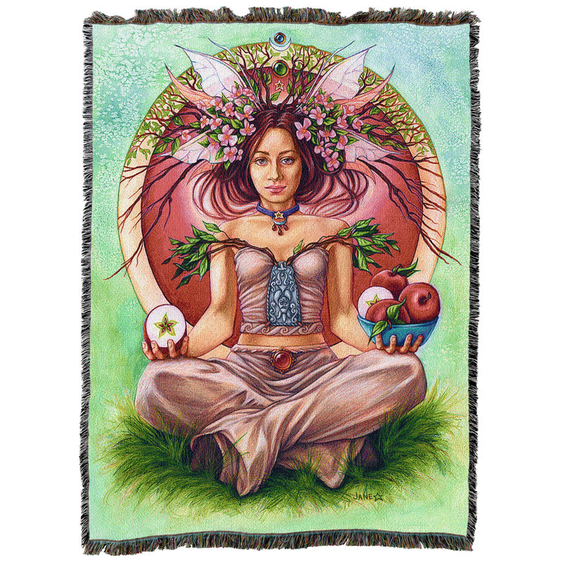 Pure Country Weavers Apple Tree FAE Fairy Blanket by Jane Starr Weils - Gift Fantasy Tapestry Throw Woven from Cotton - Made in The USA (72x54)