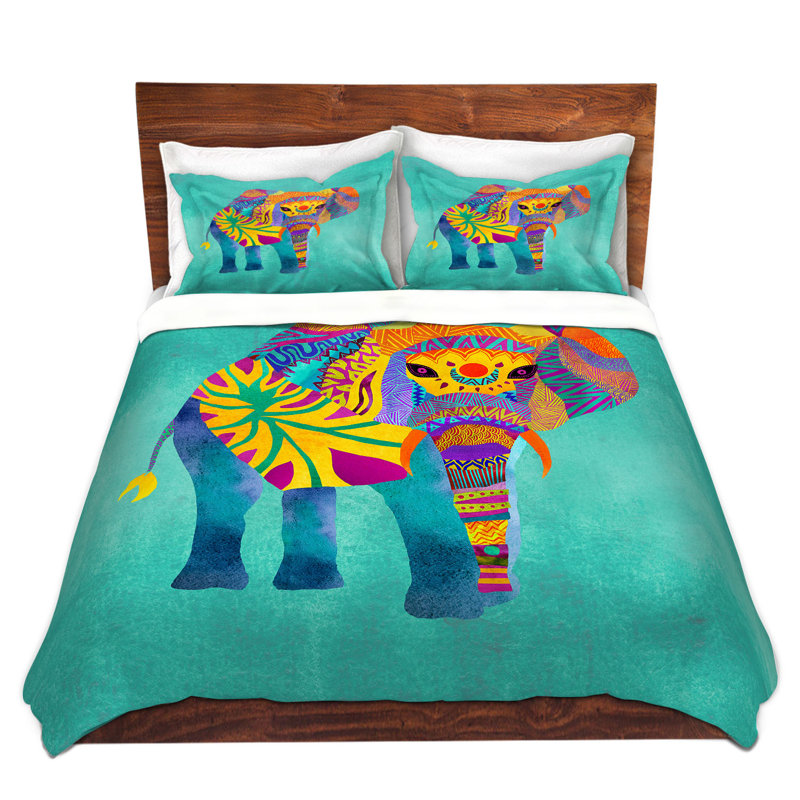 Housses de couette Pom Graphic Design, 1 housse de couette simple + 1 taie décorative st, Turquoise / jaune / mauve