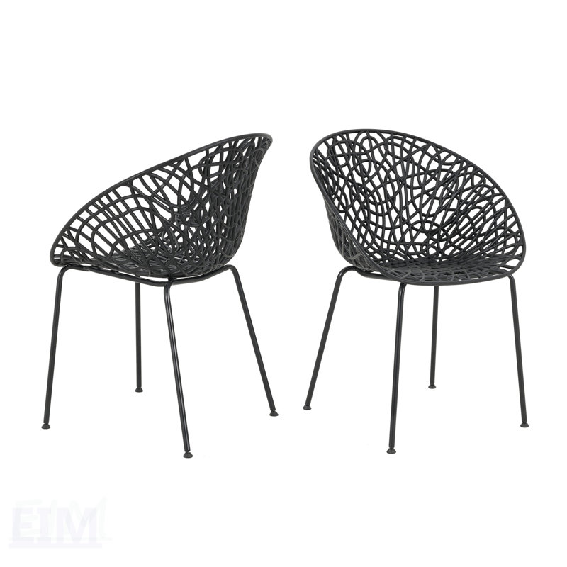 Ensemble de chaises d'extérieur Neiman résistant aux intempéries, conception minimaliste avec motif à losanges perforés pour un confort élégant et une durabilité accrue.