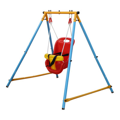 Ensemble de balançoire pour tout-petits en métal avec ceinture de sécurité, structure de jeu intérieure / extérieure en acier