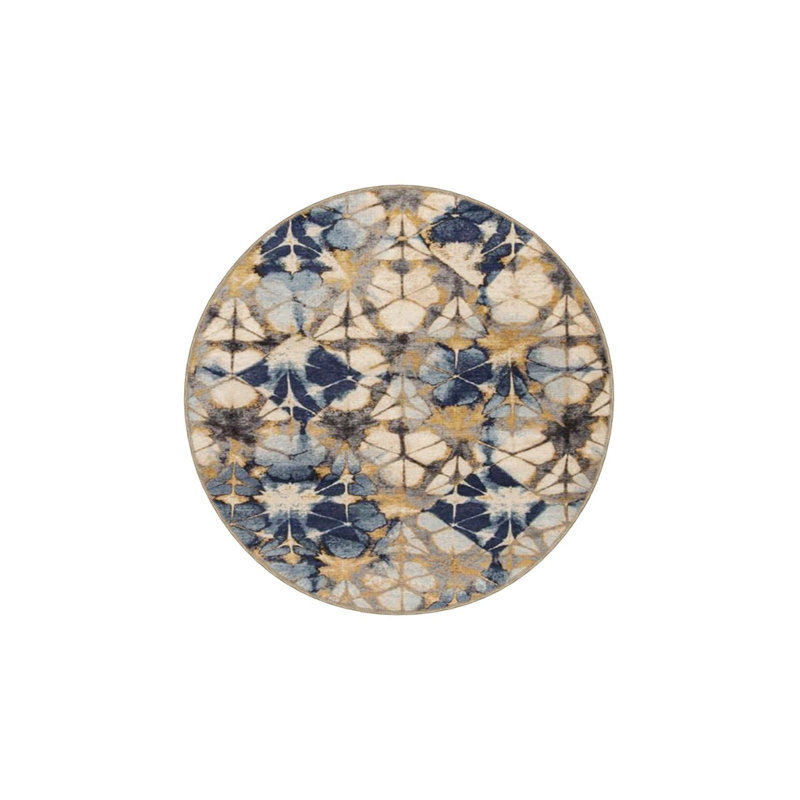Modern Vintage Floral Colourful Patterned Woven Base Washable Rug, Square 3'3" Rug Pad Included